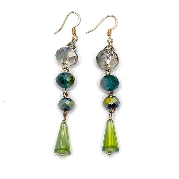 Earrings Artisan Dangles Crystals Drops  3” - Picture 7 of 9